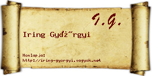 Iring Györgyi névjegykártya